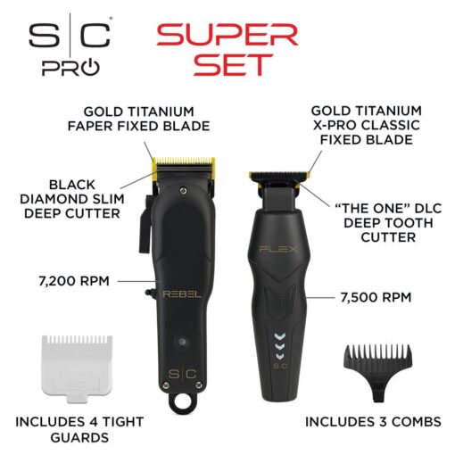 Stylecraft Flex Trimmer and Rebel Clipper Super Set with Tight Guards, Accessories and Travel Case - Image 6