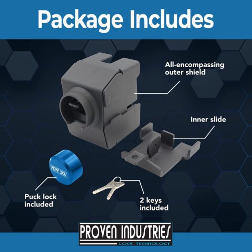 Proven Industries Model 2178-A Trailer Lock, Fits 2-Inch Yoke-Latch Trailer Couplers, Secures Safety Chains, Made in The USA, (Blue) - Image 5
