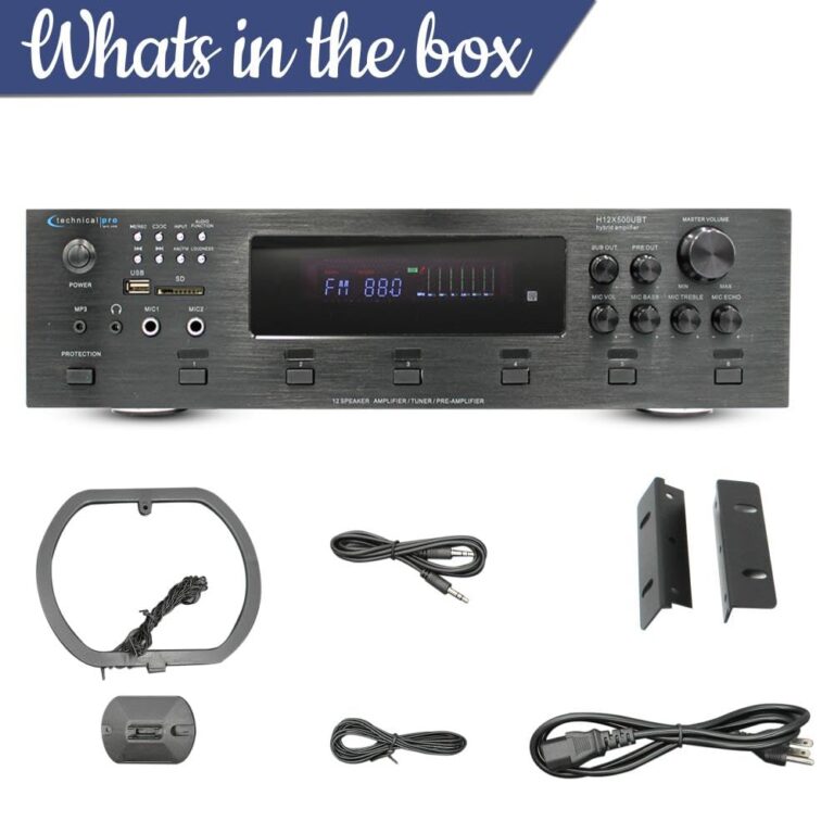 Technical Pro 6000 Watts 6 Zone Digital Bluetooth Hybrid Amplifier Preamp Tuner w/Speaker USB, SD Card Output, 2 Mic Inputs, Bass & Treble Controls, Cooling Speed Fan & LCD Display - Image 4