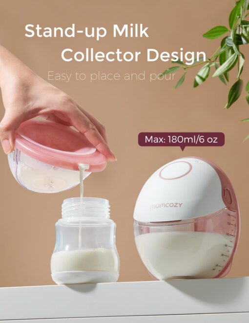 Momcozy Breast Pump Hands Free Mobile Style | M6, Wearable Breastfeeding Pump Ideal Rhythm for More Milk, DoubleFit Flange More Fit & Discreet with 3 Modes & 9 Levels, 24mm - 2 Pack Cozy Red - Image 4