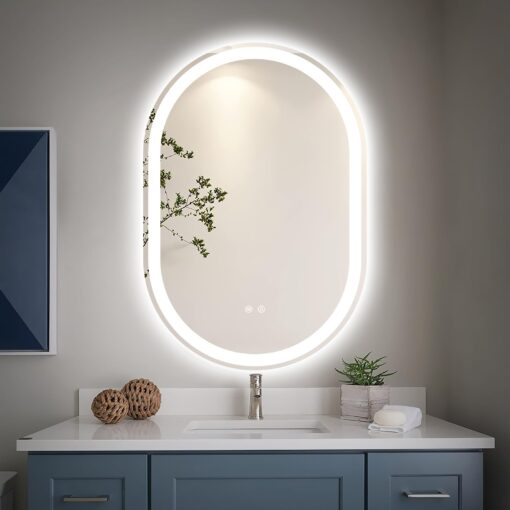 38"x26" Oval LED Bathroom Mirror, Frameless Backlit Mirror with Light Anti-Fog 3 Color Dimmable with Memory Function IP65 Waterproof 5mm HD Glass, Lighted Backlit Mirror Smart for Makeup - Image 2
