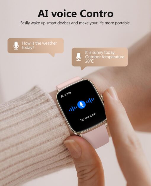 2025 Smart Watches for Women, 1.85" AI Voice Smartwatch, 24/7 Heart Rate Monitor, Stress/SpO2/Sleep Tracker, IP68 Waterproof, Weather, 100+ Sports Fitness Tracker for Android iOS Pink - Image 6