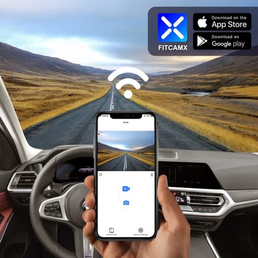 Fitcamx Front 2160P+Rear 1080P Dash Cam Adapts for BMW 3 4 M3 M4 2020-2024 (Model B) 330i 430i Xdrive 330e M340i M440i, OEM Style, Dual Loop Recording, WiFi & APP, G-Sensor,Easy to Set, 128GB Card - Image 3