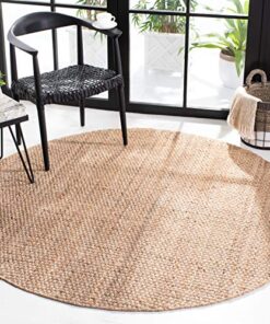 SAFAVIEH Natural Fiber Collection 8' Round Natural NF401A Handmade Basketweave Premium Jute Entryway Foyer Living Room Bedroom Kitchen Area Rug