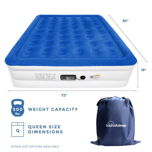 SoundAsleep Dream Series Luxury Air Mattress with ComfortCoil Technology & Built-in High Capacity Pump for Home & Camping- Double Height, Adjustable, Inflatable Blow Up, Portable - King Size - Image 7