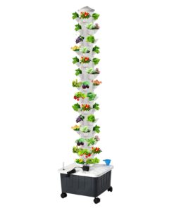 JPWDDWYT Hydroponics Tower Indoor Growing System Vertical Garden Planter Indoor Smart Garden Kit with Pump and Movable Water Tank Vegetable Plant Gift for Gardening Lover (70-Plants)