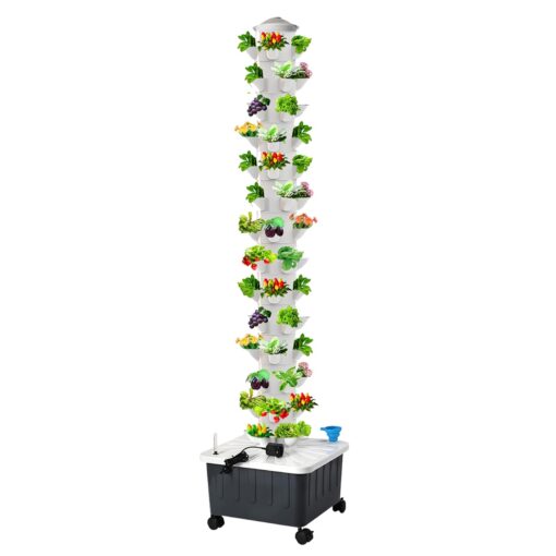 JPWDDWYT Hydroponics Tower Indoor Growing System Vertical Garden Planter Indoor Smart Garden Kit with Pump and Movable Water Tank Vegetable Plant Gift for Gardening Lover (70-Plants)