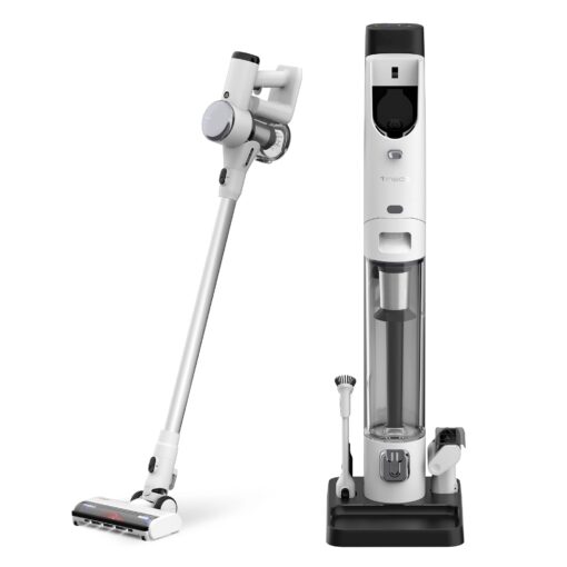 Tineco Pure ONE Station Cordless Vacuum Cleaner with 3L Auto Dust Base, Smart Stick Vacuum Cleaner Powerful Suction & Lightweight, ZeroTangle Brush for Hard Floor, Carpet & Pet Hair, White