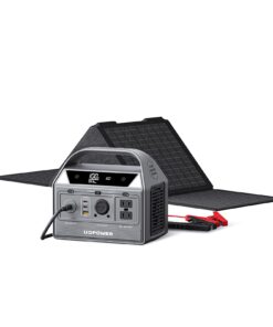 UDPOWER C400 Portable Power Station with Jump Starter & Folding Solar Panel - 400W (Surge 800W) AC Output, 256Wh LiFePO4 Battery, Solar Generator Kit for Camping, Travel, RV, Emergency Power Backup