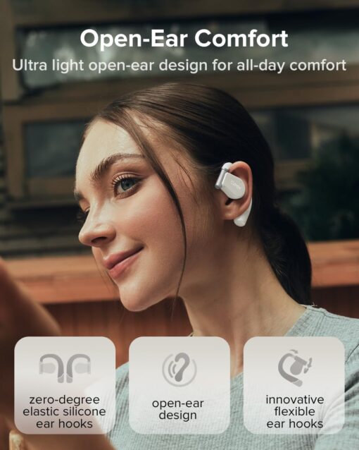 Cleer ARC 3 Open Ear Headphones - Dolby Audio, Snapdragon Sound True Wireless Earbuds, 50Hr Battery, Bluetooth 5.4, IPX 7, Multi-Point, Smart Controls, Light Grey - Image 7