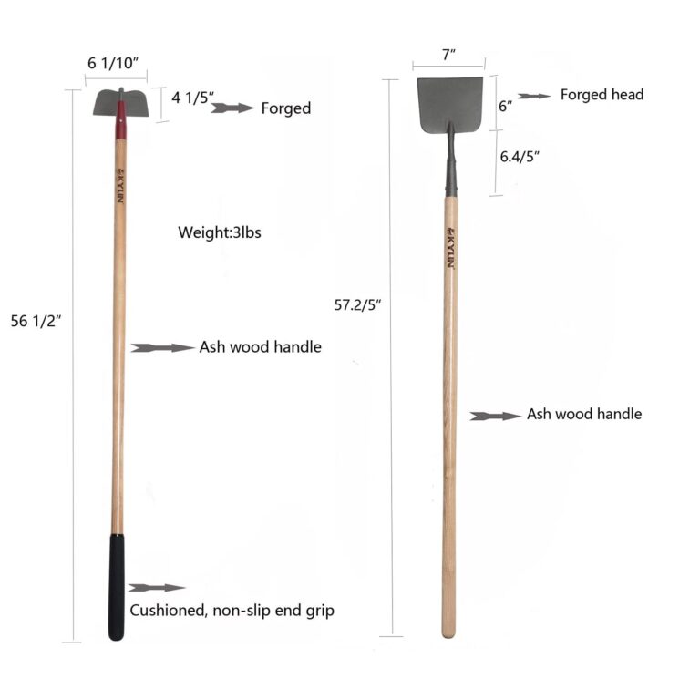 KYLIN Landscaping Shovel Rake Tools Set Heavy Duty Yard Digging Shovels Garden Hoe Long Ash Handle Forged Scraper Bush Hook for Professional-Grade 8 Pieces Lawn Tools - Image 4