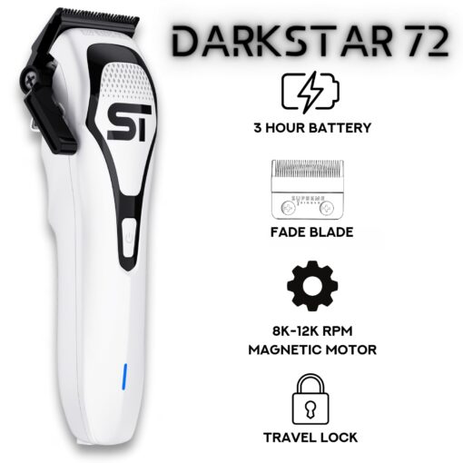 Supreme Trimmer Darkstar 72 Clipper with Magnetic Vector Motor | 180 Min Run Time, 9000 RPM Barber Hair Clipper | Low Noise, Professional Clipper DLC Blades | STC72 - Image 9