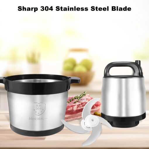 Vayepro 32 Cup Large Capacity Electric mixers, Electric Food Blenders with Stainless Steel Bowl, 2 Speed, 4 Bi-Level Bladesand Spatula, 8L 1200W Food Processors for Meat, Onion, Vegetables, Fruits - Image 7