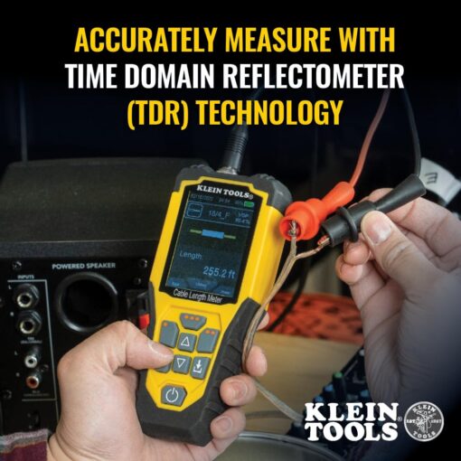 Klein Tools 501-915 Cable Tester, TDR Cable Length Meter Measures Electrical, Data, Two-Wire and Romex Cables, Includes Leads, Carrying Case - Image 11