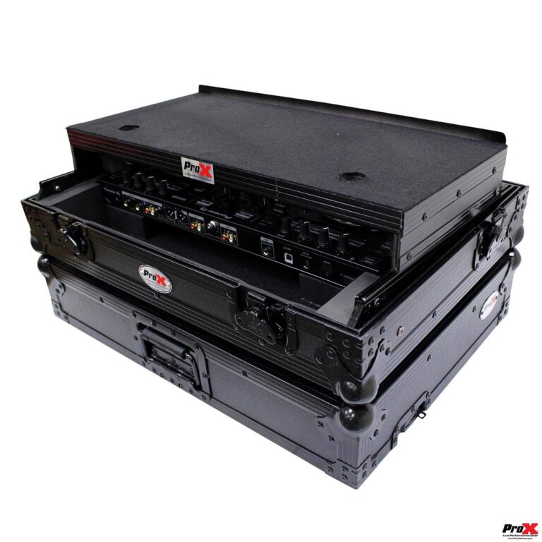 ProX Live Performance Gear XS-DDJSR2LTBL LED ATA Flight Case For Pioneer DDJ-SR2 DJ Controller with Laptop Shelf and LED - Black - Image 3