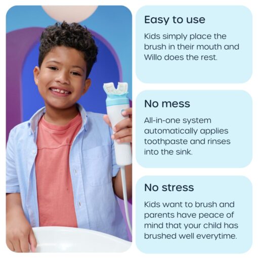 Willo Fully Automated Kids U-Shaped Electric Toothbrush - 2 Brushing Timers, Deep-Cleans, Consistent Results, Eliminates Brushing Mistakes - Berry Splash (Medium - Kids Ages 8-11 Years) - Image 6