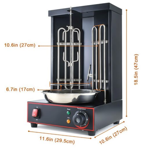 Electric Vertical Rotisserie Shawarma Broiler Kebab Grill Machine Rotating Grill With Temperature Chime,(Patented Product) - Image 9