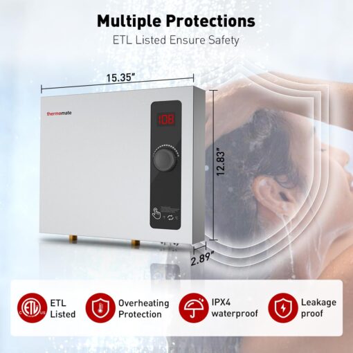 Tankless Water Heater Electric, thermomate 14kW at 240 Volt, On Demand Instant Hot Water Heater for Shower, Self-Modulating Save Energy, Save Space, 2.66GPM at 35°F Rise ET140 - Image 4