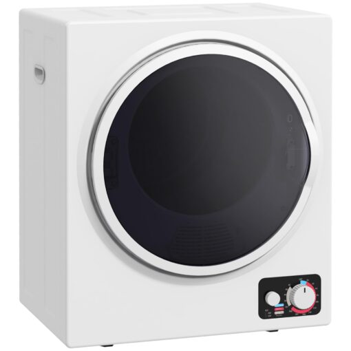 HOMCOM Portable Clothes Dryer, 120V 850W Compact Laundry Dryer with 1.5 cu.ft Stainless Steel Tub and 4 Drying Modes, 9 lbs Front Load Electric Dryer for Apartments Dorms RVs, White