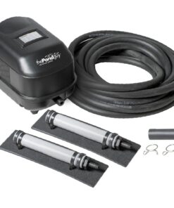 The Pond Guy Pond Aerator 2, Complete Aeration Kit, Water Garden Oxygenation Bubbler System Adds Oxygen to Koi & Fish Ponds, Outdoor Diaphragm Compressor Pump, Air Line & 2 Submersible Diffuser Stick