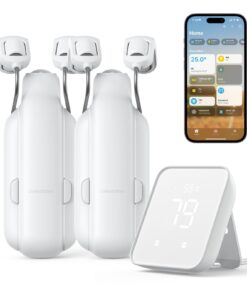 SwitchBot Smart Automatic Curtain Opener 2 Pack with Hub 2 - WiFi Remote Control with App/Timer, Performance Upgrade, WiFi Thermometer Hygrometer, Support Matter, Work with Alexa, Google Home, HomeKit