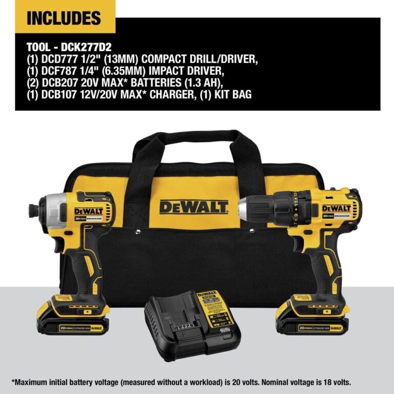 DEWALT 20V MAX Cordless Drill, Impact Driver, 2-Tool Power Tool Combo Kit, Brushless Power Tool Set with 2 Batteries and Charger Included (DCK277D2) - Image 8