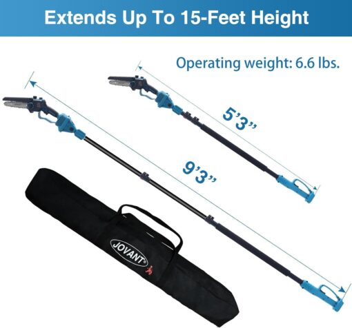 2-in-1 Cordless Pole Saw, Brushless Mini Chainsaw Cordless with Pole, 2 Pack 20V 4.0Ah Battery Powered Pole Saws for Tree Trimming, 15ft Reach Electric Saw for Trees With Pole - Image 4
