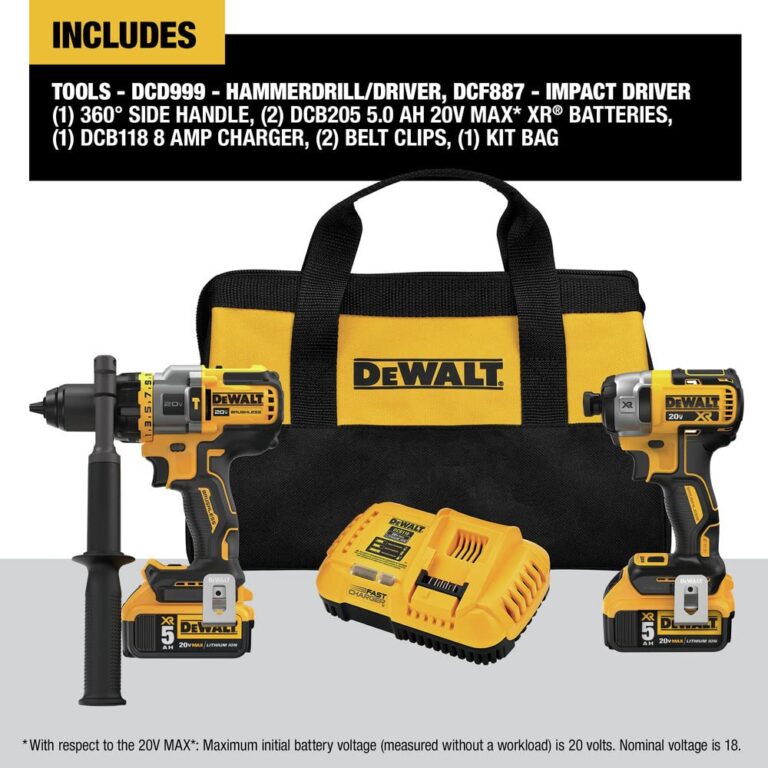 DEWALT FLEXVOLT ADVANTAGE 20V MAX* Combo Kit with Hammer Drill & Impact Driver, 5.0-Ah, 2-Tool (DCK2100P2) - Image 8
