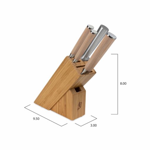 Shun Classic Blonde 5 Piece Starter Block Set, Includes 8" Chef, 3.5" Paring & 6" Utility Knives, Handcrafted Japanese Knife Block Set, Damascus Stainless Steel Cladding, Pakkawood Handle - Image 7