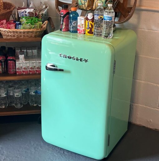 Crosley Retro Mini Fridge 3.2 Cu Ft Mint Green w/o Freezer, Compact Refrigerator for Bedroom, Garage, Office Under Desk, Undercounter, Apartment, School Dorm Fridge, Aesthetic, Small & Cute Appliances - Image 3