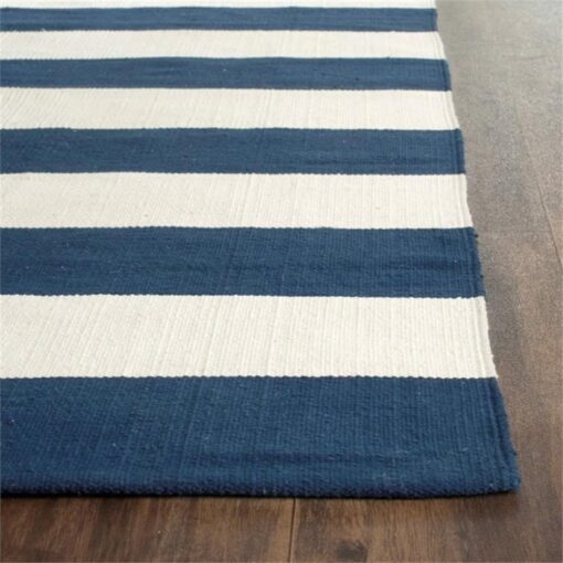 SAFAVIEH Montauk Collection X-Large Area Rug - 12' x 15', Navy & Ivory, Handmade Flat Weave Boho Farmhouse Cotton Stripe, Ideal for High Traffic Areas in Living Room, Bedroom (MTK712H) - Image 8