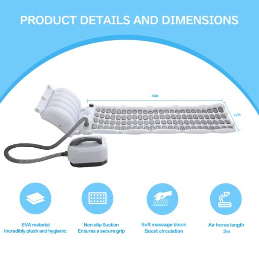 Crossing King Portable Spa Bubble Bath Massager - Bubble Bath Mat Tub Spa Massager with Upgraded Powerful Suction Cup, Electric Air Pump, Pillow and Remote Control for Ultimate Relaxation, Large Size - Image 3