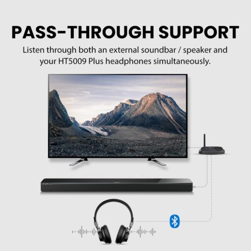 Avantree HT5009 Plus with Extra Ear Pads Bundle: Wireless Headphones for TV Watching with Bluetooth Transmitter & Charging Dock, Long Range, Low Latency, Pass-Through Support, and Clear Voice Mode - Image 4