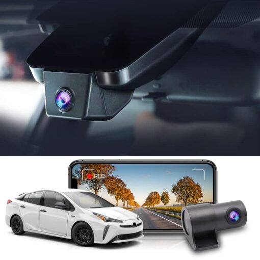 Fitcamx Front 4K and Rear 1080P Dash Cam Suitable for Toyota Prius LE Limited XLE Prime Hatchback 2018 2019 2020 2021 2022 (XW50), OEM Look, Dual HD Video WiFi, Loop Recording G-Sensor, 128GB
