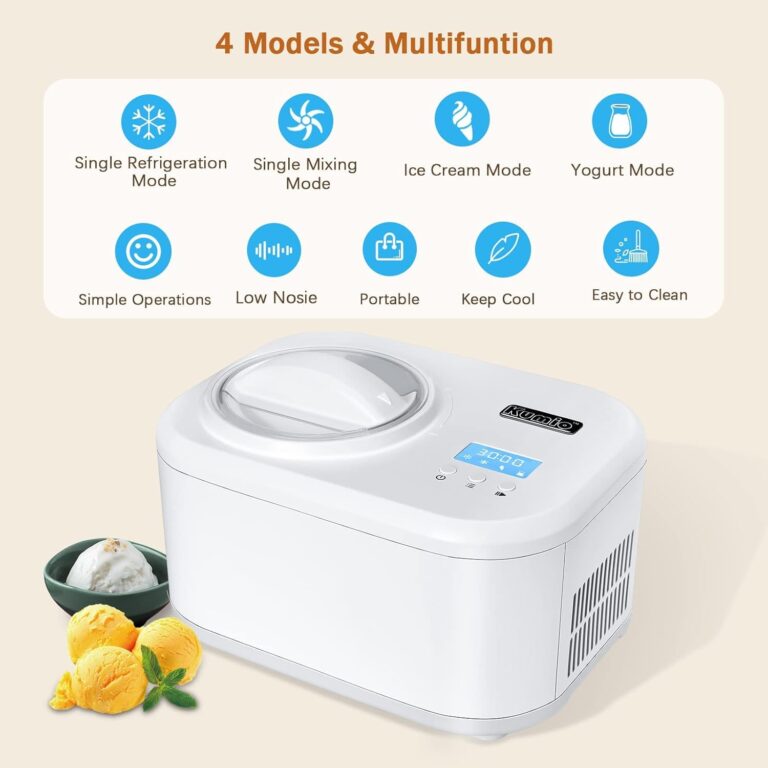 KUMIO Ice Cream Maker with Compressor, No Pre-Freezing, 4 Modes Ice Cream Maker Machine with LCD Display, Timer (1.25 Quart) - Image 8