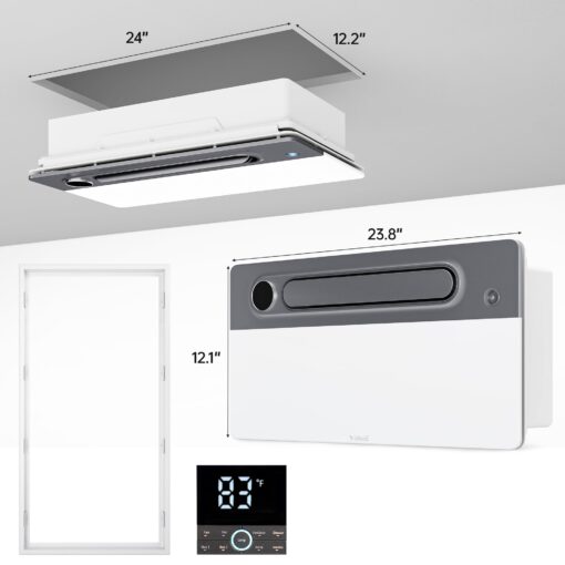 VallisCo Bathroom Exhaust Fan with Light and Heater, 4 in 1 Bathroom Fan with Heater, 1900W Heating Power, Remote Control, Quiet & Powerful for Ventilation, Lighting, Heating, and Drying - Image 4