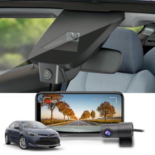 Fitcamx Front 2160P+Rear 1080P Dash Cam for 2017-2019 Toyota Corolla L LE Eco XLE SE XSE (Gen11), OEM Factory Look, Dual Loop Recording, Built-in WiFi & APP, G-Sensor, Easy to Use, 128GB Card
