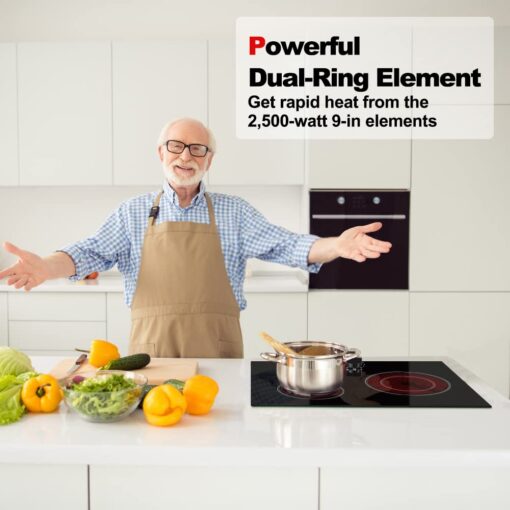 Apartment Electric Cooktop, ThermoMate 21 Inch Built-in Radiant Electric Stove Top, 3700W Ceramic Stove Top with 2 Burners, UL Certified, Knob Control, 240V - Image 5