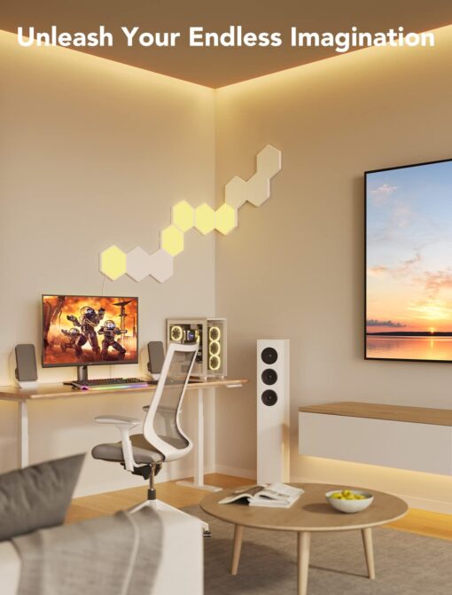 Govee Glide Hexa Light Panels, RGBIC Hexagon LED Wall Lights, Wi-Fi Smart Home Decor Creative Wall Lights with Music Sync, Works with Alexa Google Assistant for Indoor Decor, Gaming Decor, 10 Pack - Image 4
