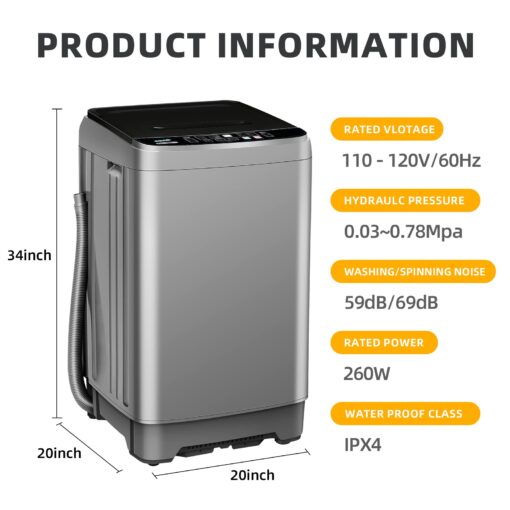 Qhou KRIB-XQB201A-GREY6 Full Automatic Washing Machine, XQB201A-GREY - Image 6