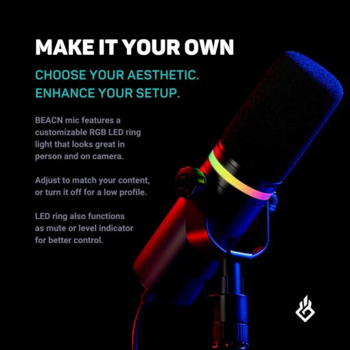 BEACN Dark Dynamic USB Mic for PC - Professional Microphone for Podcast, Gaming, Streaming - Studio-Quality Desk Mic for YouTube, Twitch, and Recording. Microphone for PC, Gaming & Streaming - Image 3