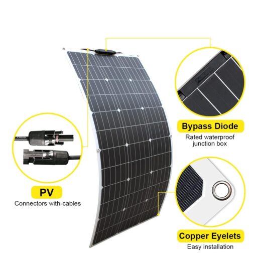 Aysolar 200 Watt Flexible Solar Panel 2 Pieces 100 Watt 12 Volt Monocrystalline Semi-Flexible Bendable Mono Off-Grid Charger for Marine RV Cabin Van Car Uneven Surfaces - Image 5