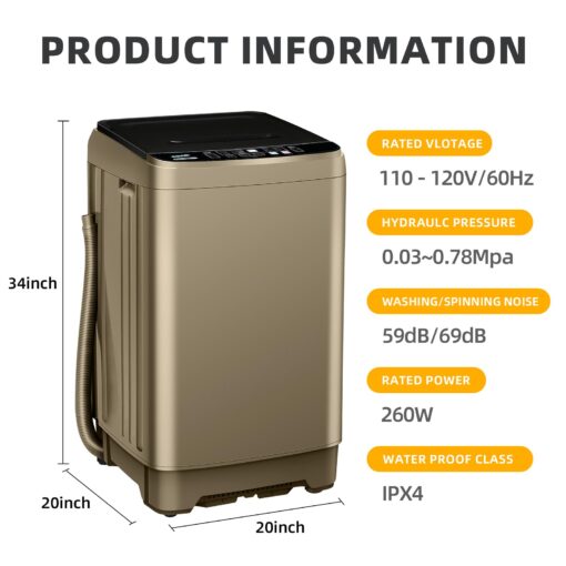 Qhou KRIB-XQB201A-GREY6 Full Automatic Washing Machine, Gold - Image 6