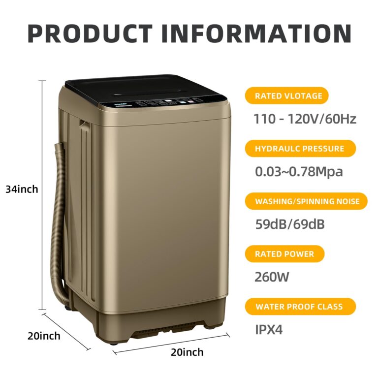 Gshop XQB201A-GOLD6 17.7lbs Full-Automatic Household, Portable Washer Apartment 10 Programs, Small Washing Machine for Dorm, Home, RV, Gold - Image 3