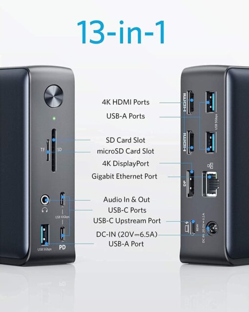 Anker 575 USB-C Docking Station (13-in-1) with USB-C to Dual HDMI Adapter - Image 7