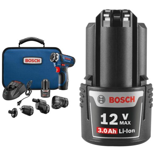 Bosch 12V 5-in-1 Cordless Electric Screwdriver Kit + 12V Max 3.0 Ah Lithium-Ion Battery