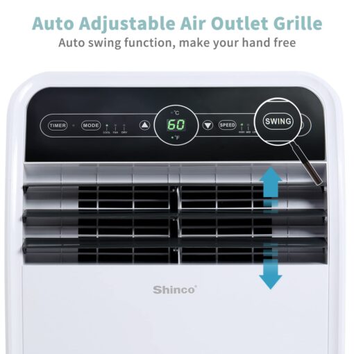 Shinco 12,000 BTU Portable Air Conditioner, Portable AC Unit with Built-in Cool, Dehumidifier&Fan Modes for Room up to 400 sq.ft, with Remote Control, 24 Hour Timer, Installation Kit - Image 4