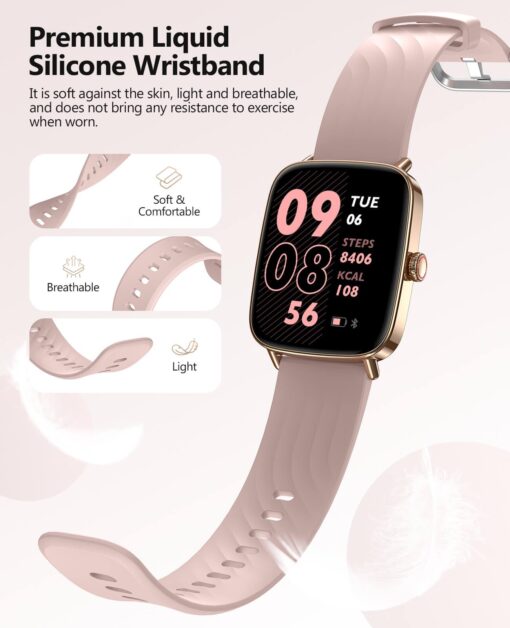2025 Smart Watches for Women, 1.85" AI Voice Smartwatch, 24/7 Heart Rate Monitor, Stress/SpO2/Sleep Tracker, IP68 Waterproof, Weather, 100+ Sports Fitness Tracker for Android iOS Pink - Image 3