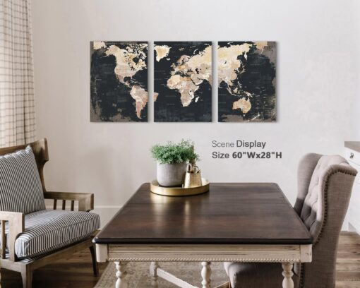 Elixart Bedroom Wall Decor Inspirational Wall Art Black Wall Pictures for Living Room Paintings for Wall Decoration Map Canvas Artwork Big Brown Decor for Kitchen Dining Room - Image 5