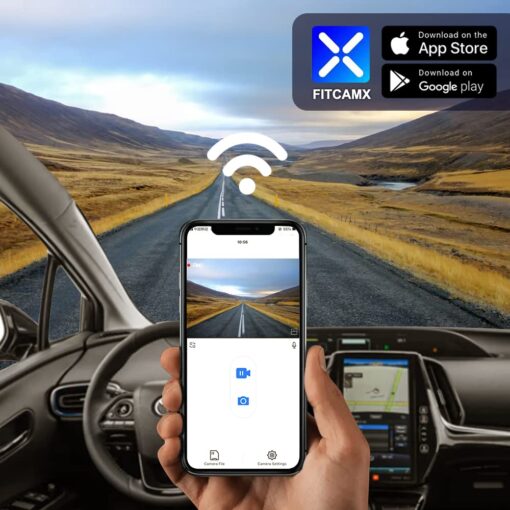 Fitcamx Front 4K and Rear 1080P Dash Cam Suitable for Toyota Prius LE Limited XLE Prime Hatchback 2018 2019 2020 2021 2022 (XW50), OEM Look, Dual HD Video WiFi, Loop Recording G-Sensor, 128GB - Image 4